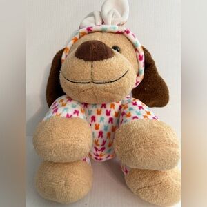 Dan Dee Plush Puppy in Multicolor Bunny Print Outfit
